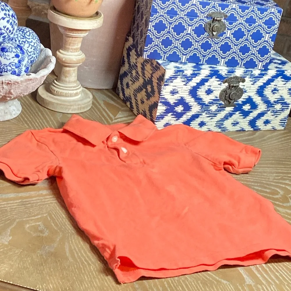 Little Boy Salmon Orange Short Sleeve Polo Golf Shirt Shirt Small